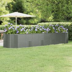 Lit surélevé de jardin Acier enduit de poudre 396x100x68cm gris