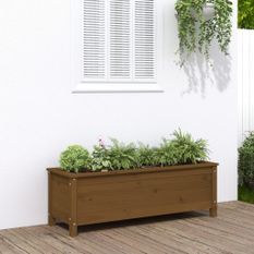 Lit surélevé de jardin brun miel 119,5x40x39 cm bois pin massif