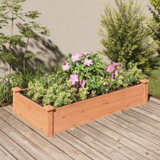 Lit surélevé de jardin doublure 120x60x25 cm bois massif sapin