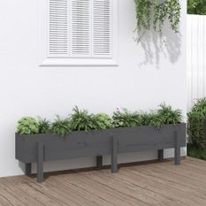 Lit surélevé de jardin gris 160x30x38 cm bois de pin massif