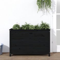 Lit surélevé de jardin noir 119,5x40x78 cm bois de pin massif