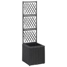 Jardinière en treillis 1 pot 30x30x107cm Résine tressée Noir