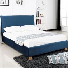 Lit velours bleu Meera 140x190 cm