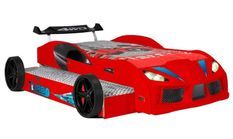 Lit voiture de course double couchage 90x190 cm Racing rouge