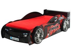 Lit voiture de course EXTREME 90x200 cm – Bois MDF noir – Sommier inclus