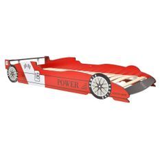 Lit voiture de course pour enfants avec LED 90 x 200 cm Rouge