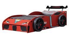 Lit voiture de course rouge avec coffre de rangement Fusio 90x190 cm