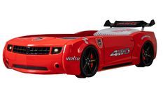 Lit voiture de course rouge avec phares Fusion 90x190 cm