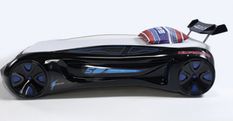 Lit voiture enfant futuriste noir à Led avec effets sonores 90x190 cm