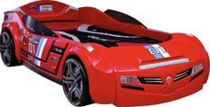Lit voiture rouge avec phares bruitages et télécommande Karting 90x190 cm