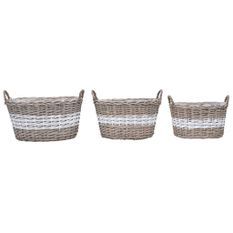 Jardinières 3 pcs Osier avec doublure en PE