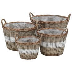 Jardinières 4 pcs Osier avec doublure en PE 2