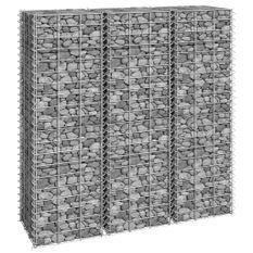 Jardinières en gabions 3 pcs 30x30x100 cm Fer