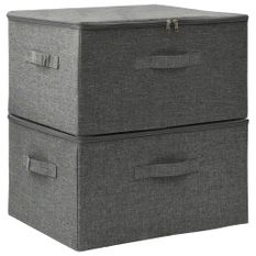Lot de 2 boîtes de rangement pliables – Tissu anthracite