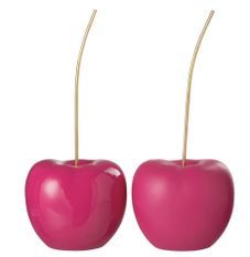 Lot de 2 cerises déco en résine rose brillant et mat - H 41 cm / H 56 cm