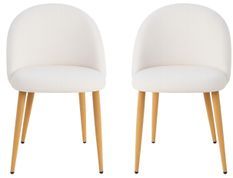 Lot de 2 chaise Kazon - Tissu à bouclettes élégant et pieds métal effet bois clair