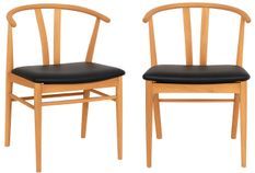 Lot de 2 chaises ARTENARA – Chêne naturel & Assise en PU noir