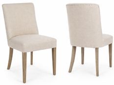 Lot de 2 chaises BEATRIZ – Tissu effet bouclé & dossier clouté