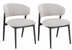Lot de 2 chaises CASSANDREA – Tissu bouclé gris clair & pieds acier noir