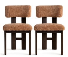 Lot de 2 chaises CHESTER – Tissu marron & bois de frêne marron