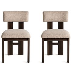 Lot de 2 chaises CHESTER – Tissu beige & bois de frêne noir