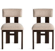 Lot de 2 chaises CHESTER – Tissu beige & bois de frêne noir