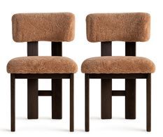 Lot de 2 chaises CHESTER – Tissu marron & bois de frêne marron