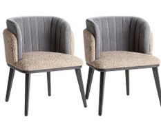 Lot de 2 chaises CINDA – Tissu gris & bois massif noir