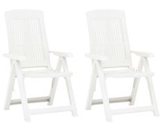 Lot de 2 chaises de jardin inclinables BALIKA – Plastique blanc