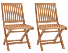 Lot de 2 chaises de jardin pliables en bois de teck KANSA