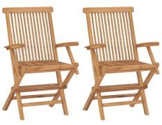 Lot de 2 chaises de jardin pliables en teck avec accoudoirs PAYZA