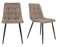 Lot de 2 chaises de salle à manger MODA – Tissu capitonné et pieds en acier noir