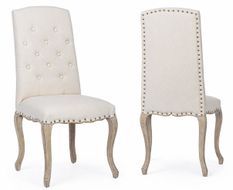 Lot de 2 chaises DIVA – Effet velours & dossier clouté doré