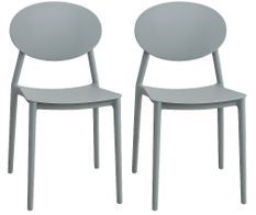 Lot de 2 chaises empilables LOBA – Polypropylène – Intérieur/Extérieur