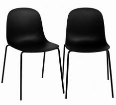 Lot de 2 chaises empilables NOZY – Polypropylène & pieds métal