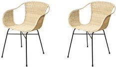 Lot de 2 chaises en rotin et métal noir POPYA