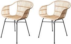 Lot de 2 chaises en rotin synthétique et métal noir LIONA