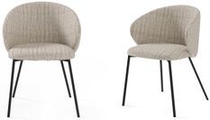 Lot de 2 chaises en tissu avec pieds en métal noir NURIA - Confort et modernité