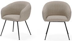 Lot de 2 chaises en tissu avec pieds métal noir YUGA – Confort exceptionnel