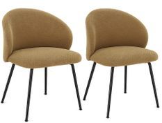 Lot de 2 chaises en tissu effet chenille et pieds métal noir KYZEN