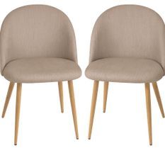 Lot de 2 chaises Kazon - Tissu élégant et pieds métal effet bois clair