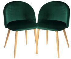Lot de 2 chaises Kazon - Velours élégant et pieds métal effet bois clair