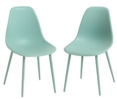 Lot de 2 chaises KERRY - Polypropylène & pieds en bois peint