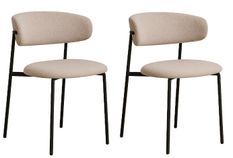 Lot de 2 chaises KORA – Tissu à bouclette et pieds métal noir