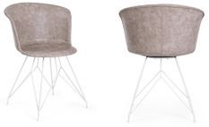 Lot de 2 chaises KUNA – Simili cuir & pieds acier robuste