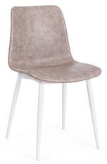 Lot de 2 chaises Kyra en polypropylène beige avec pieds en acier blanc - Design contemporain