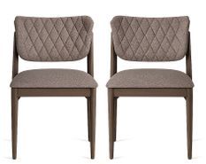 Lot de 2 chaises LAVORE – Tissu marron & bois de frêne marron