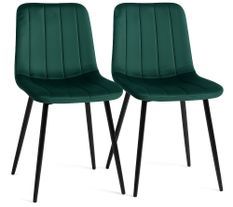 Lot de 2 chaises LONDA – Velours & pieds acier Noir