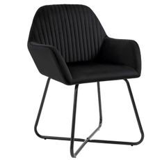 Lot de 2 chaises Mikee - Velours luxe avec pieds métal Noir