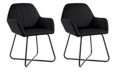 Lot de 2 chaises Mikee - Velours luxe avec pieds métal Noir